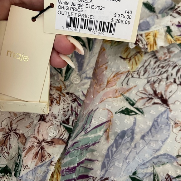 Maje White Jungle Rythonela Floral Print Woven Mini Dress - Picture 4 of 7